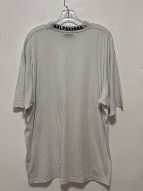 Balenciaga White Short-Sleeve Logo Neck Tee